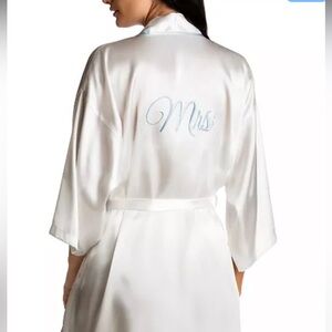 Linea Donatella Satin Robe with Blue Accents